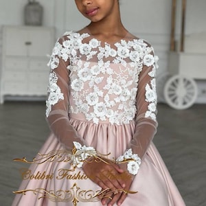 ivory christmas dress Flower Girl Winter Wedding Girl Dress First Communion Dress With Train Classic Girl Dress Baptism Girl Dress Dress Inner polyester lining.
