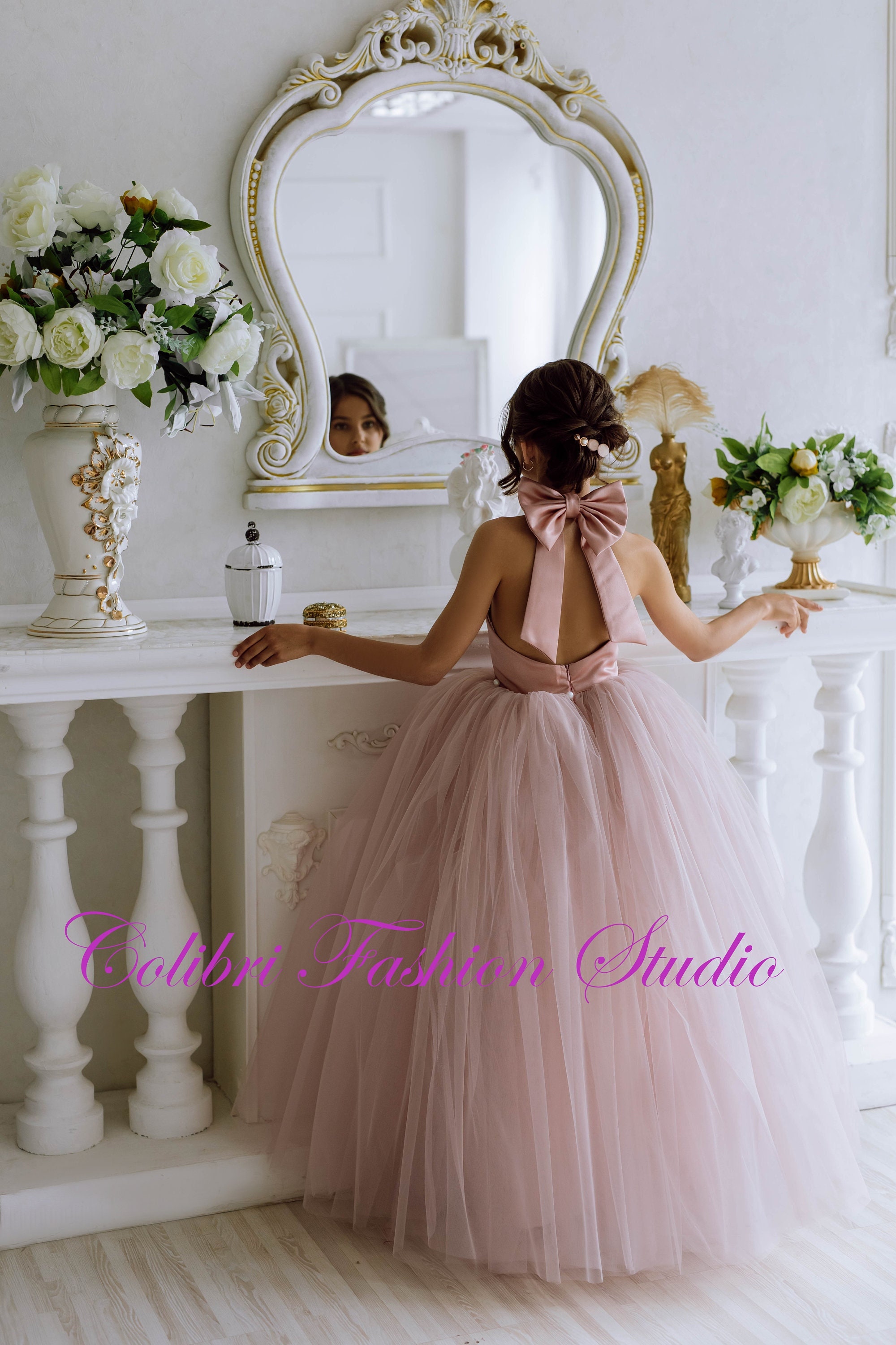 rose gold tutu dress Blush Pink Tulle Flower Girl Dress Rose Gold, Bohemian Beach Wedding Toddler Dress, Princess Party Dress for Girls, Gigi Granddaughter Gift