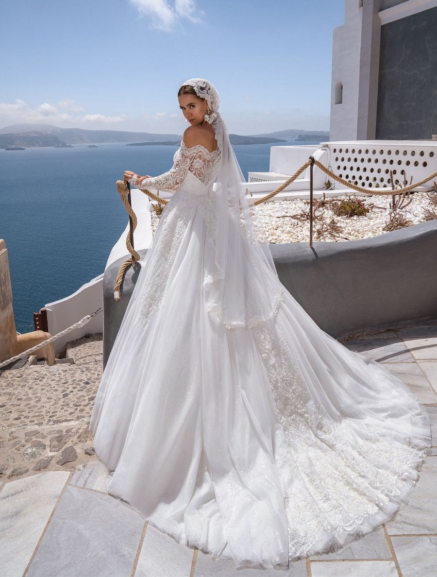 A-line Wedding Dress Lace Wedding Dress Long Sleeve Long - Etsy