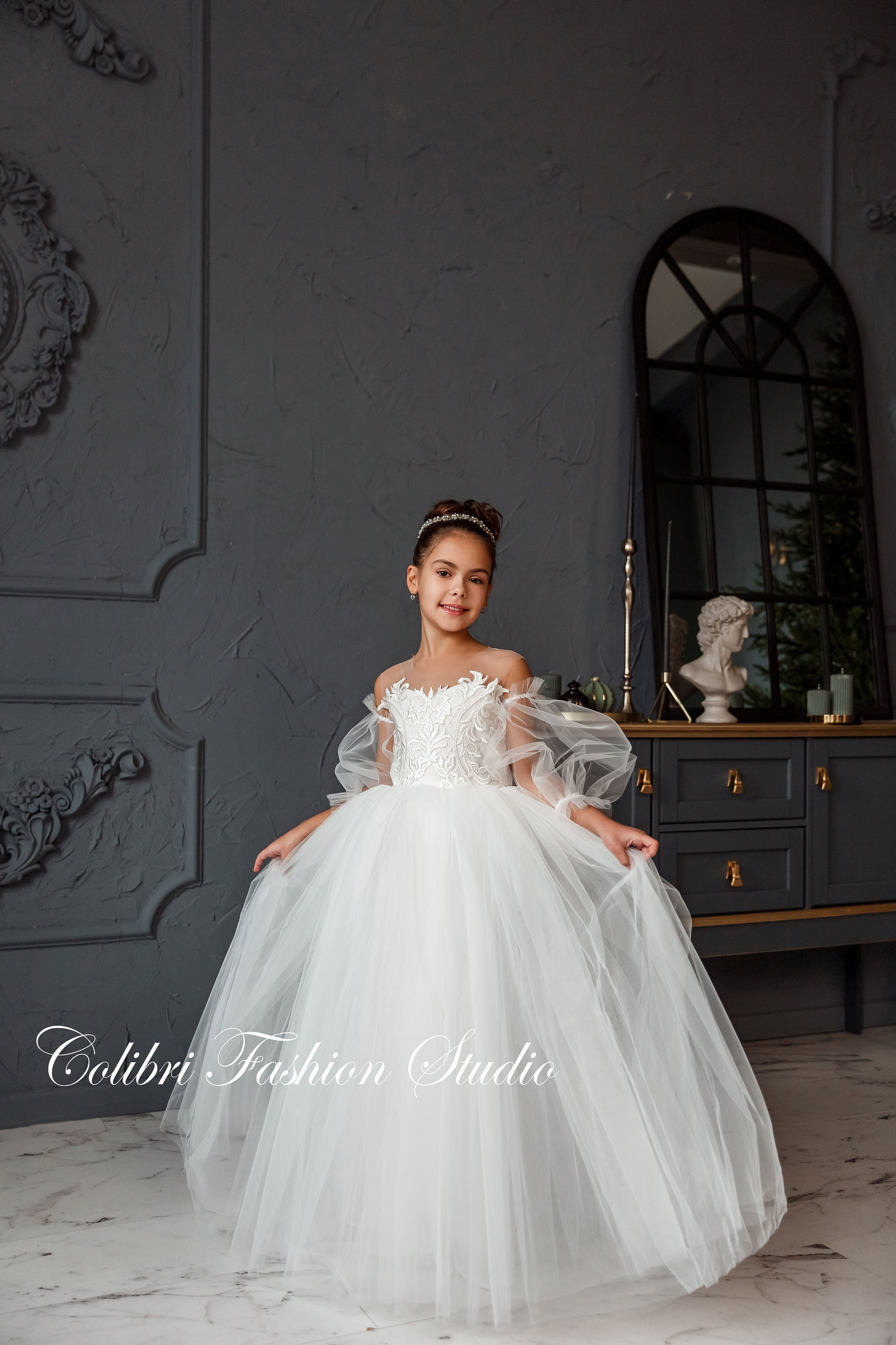 Nude flower girl best sale dress