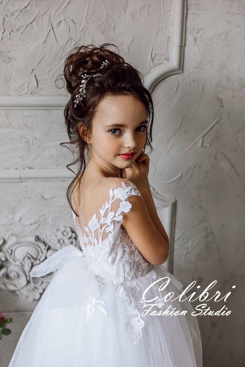 Flower girl dress sleeveless Flower girl dress lace White Etsy