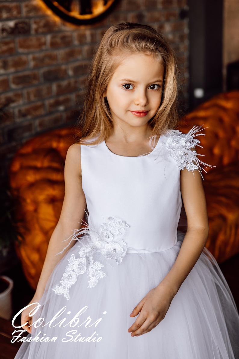 Flower Girl Dress Flower Girl Dress Tulle Flower Dress Ivory Etsy