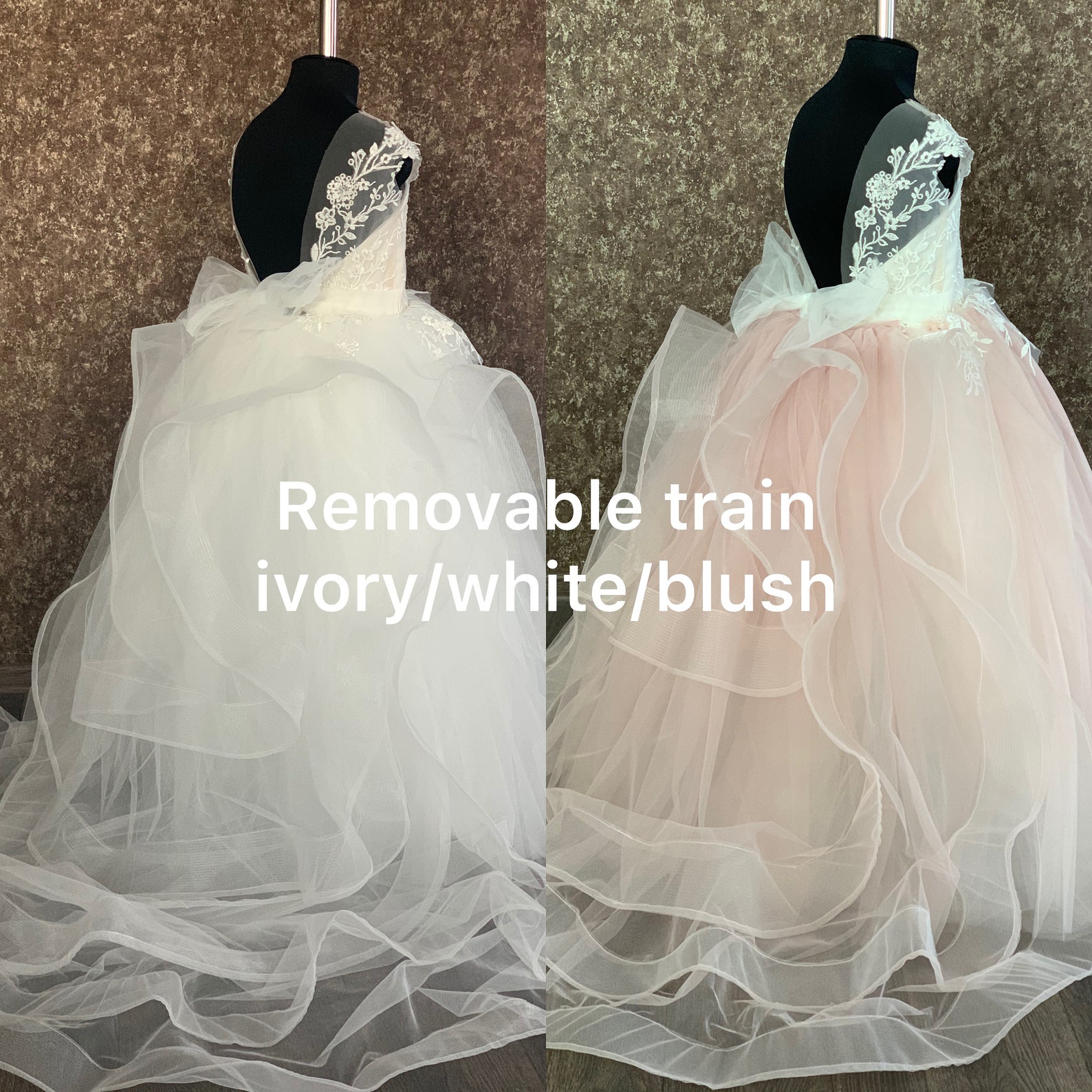 Satin Tulle Tea-length Ivory First Communion Flower Girl Dress