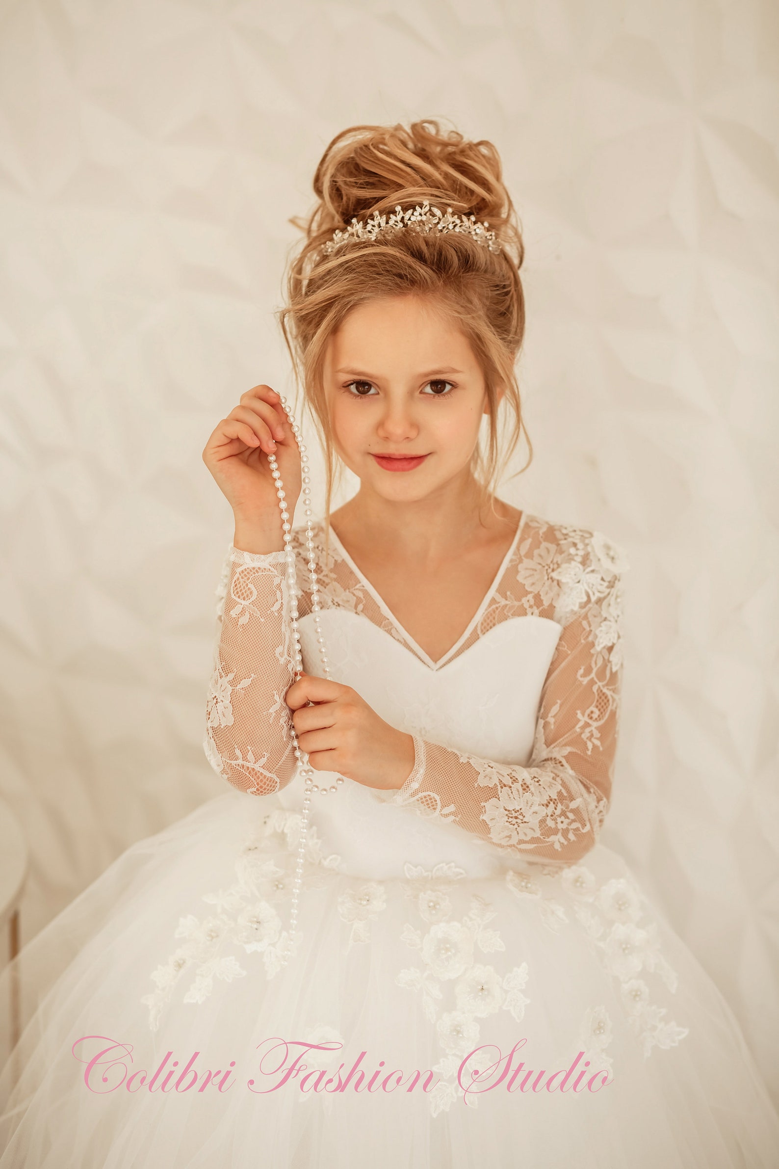 Flower Girl Dress Long Sleeve White Girl Dress Flower Girl Etsy