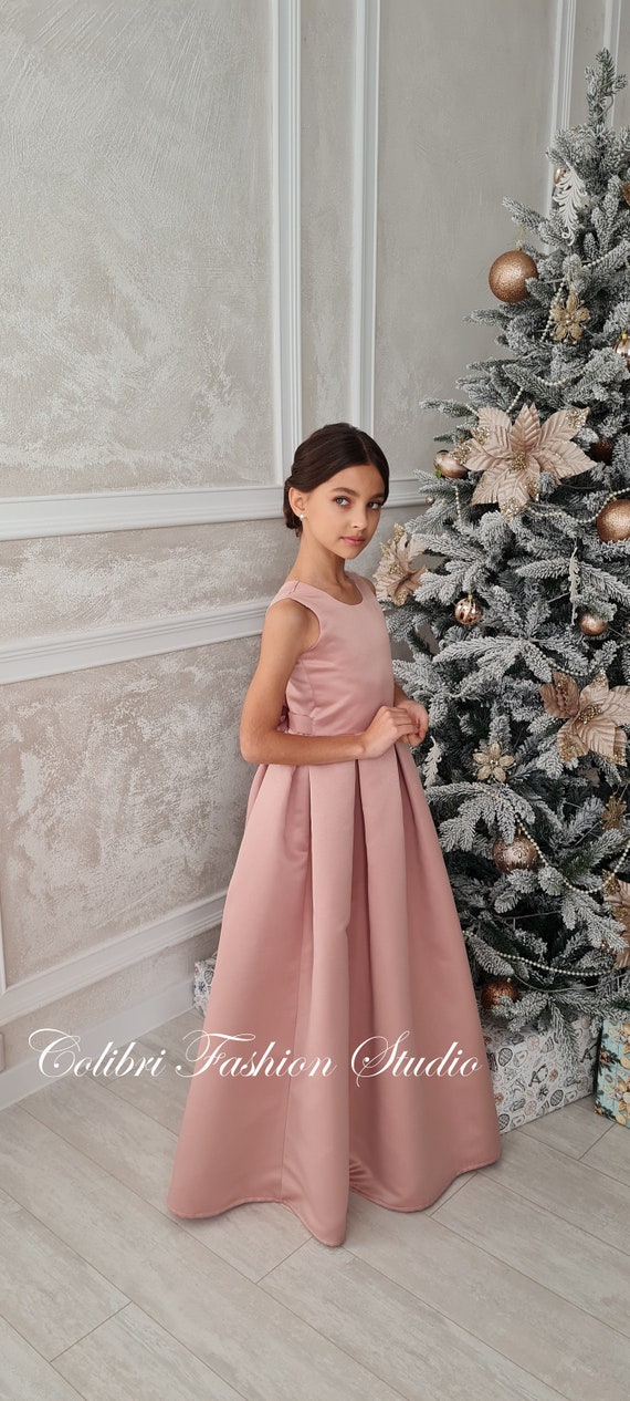 Pink Flower Girl Dress,flower Girl Dress Satin,girl Formal Dress