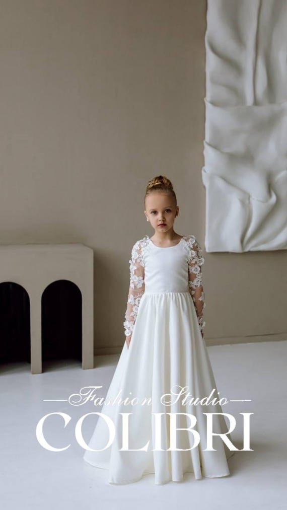 long sleeve flower girl dress toddler Elegant Long Flower Girl Dresses  COCOMELODY