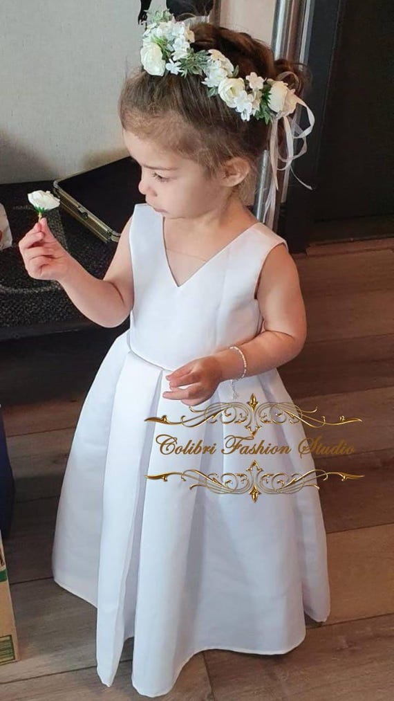 Ivory Flower Girl Dress, Girl Dress Tutu, Flower Girl Dress Satin, Baptism  Dress, Sleeveless Girl Dress, Girl Dresses Wedding Dress for Girl - Etsy