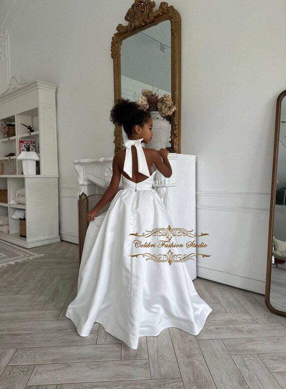 kids bridesmaid dresses ivory Wedding Jr Wedding Little Girl Dress Ivory Junior Bridesmaid Gown Flower Girl ensuring your little one sheer corset Zara lace pencil dress, Size:M (30-31 sleeve length)