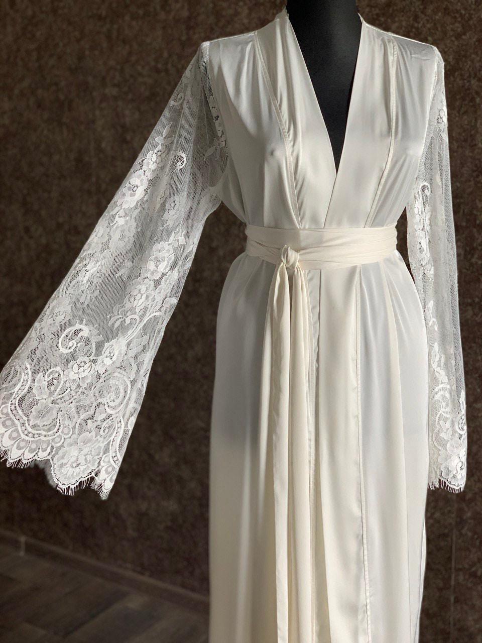 Wedding Robe Robe Long Sleeve Honeymoon Lingerie Maxi Robe - Etsy
