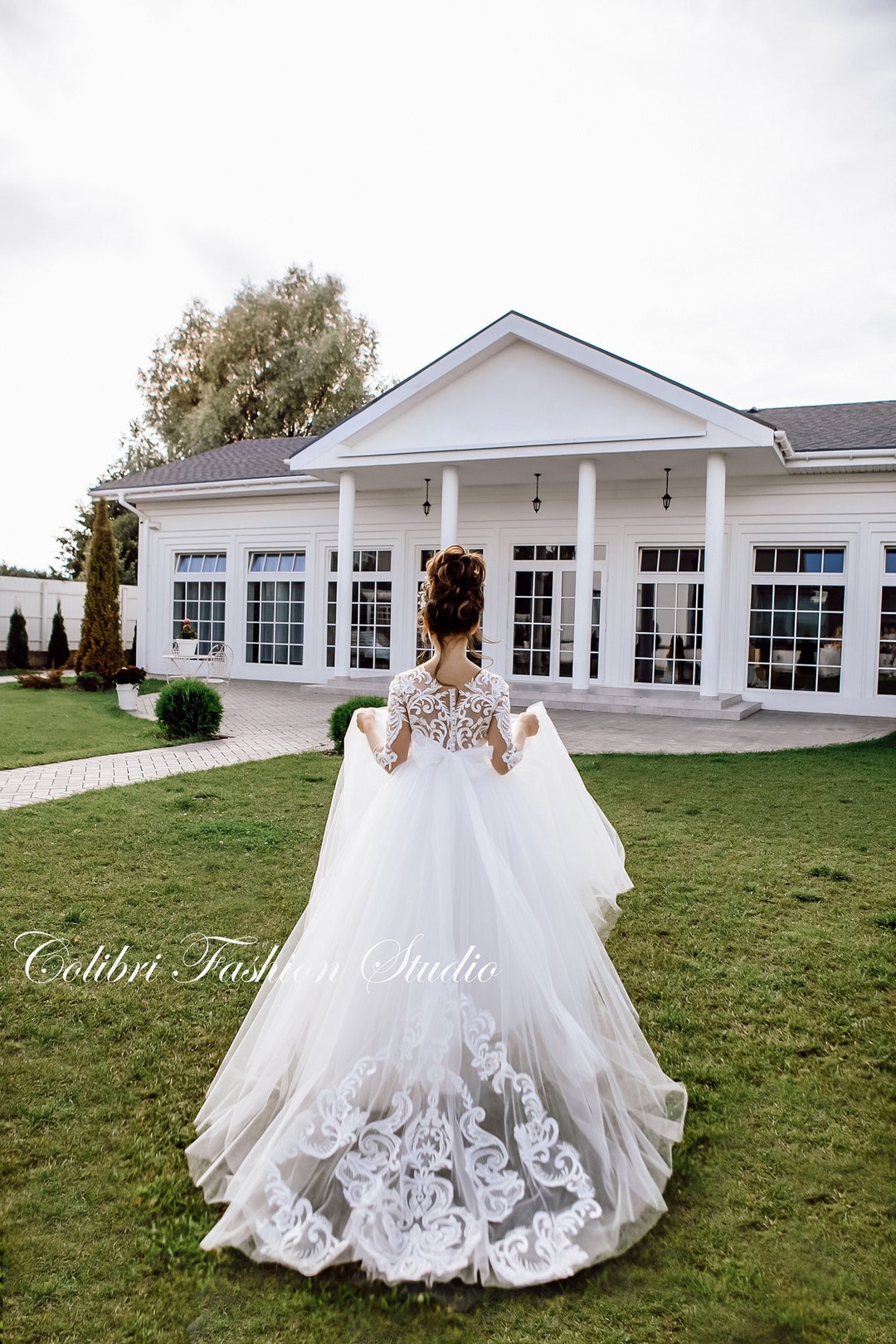 Express Delivery, Flower Girl Dress, Long Sleeve Girl Dress, Lace Girl