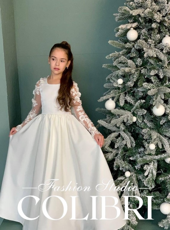 knee length dresses for ladies Abel and Lula Red Long Sleeved Girls Holiday Dress main image 1
