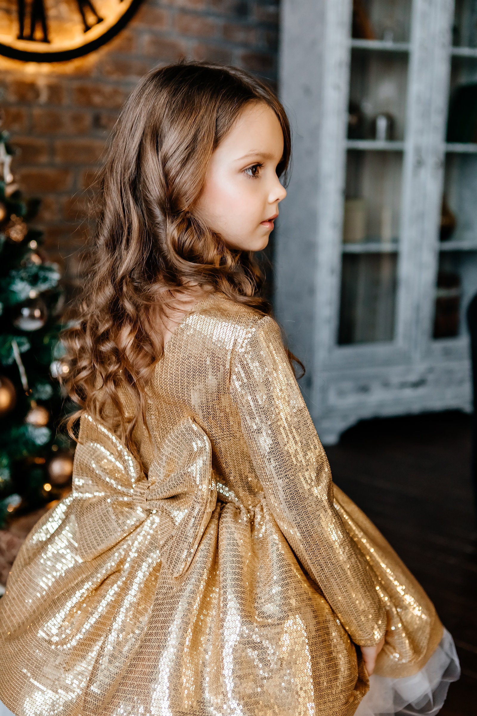 Gold Flower Dress Flower Girl Dress Wedding girl dress Gold Etsy