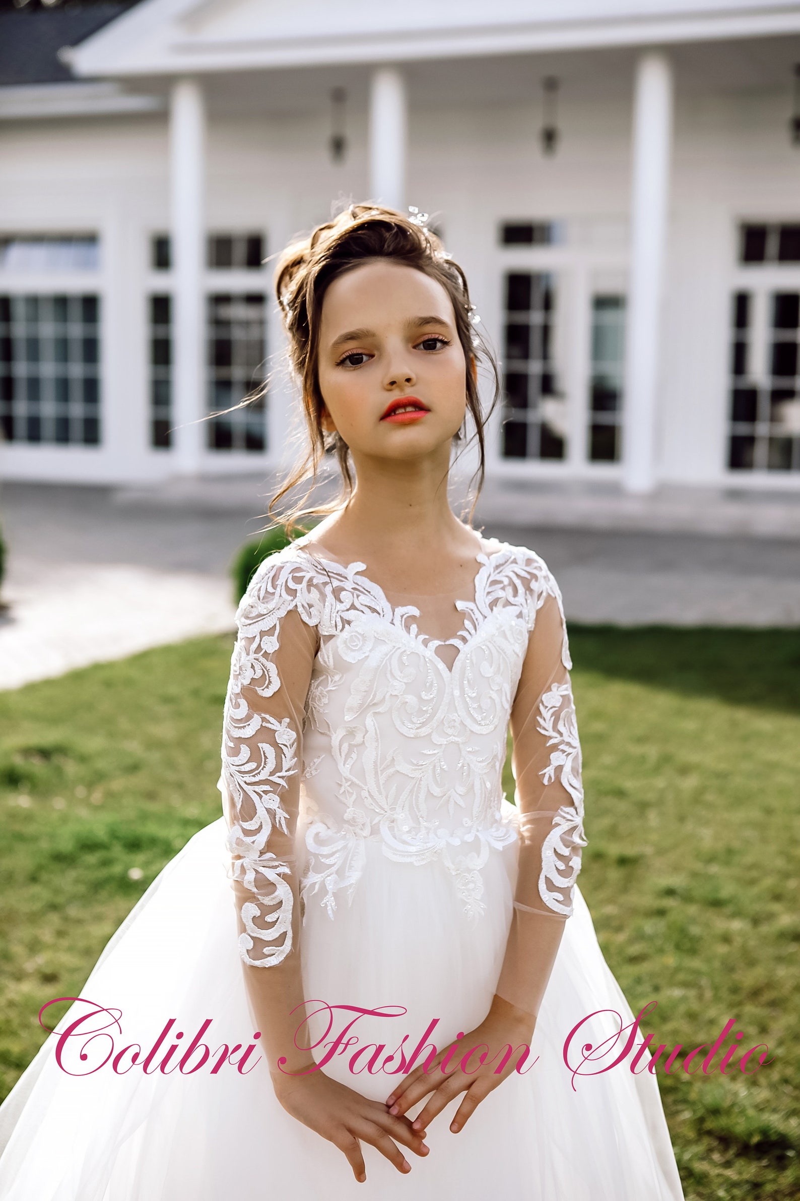 Flower Girl Dress Train Flower Girl Dress Toddler Long Etsy