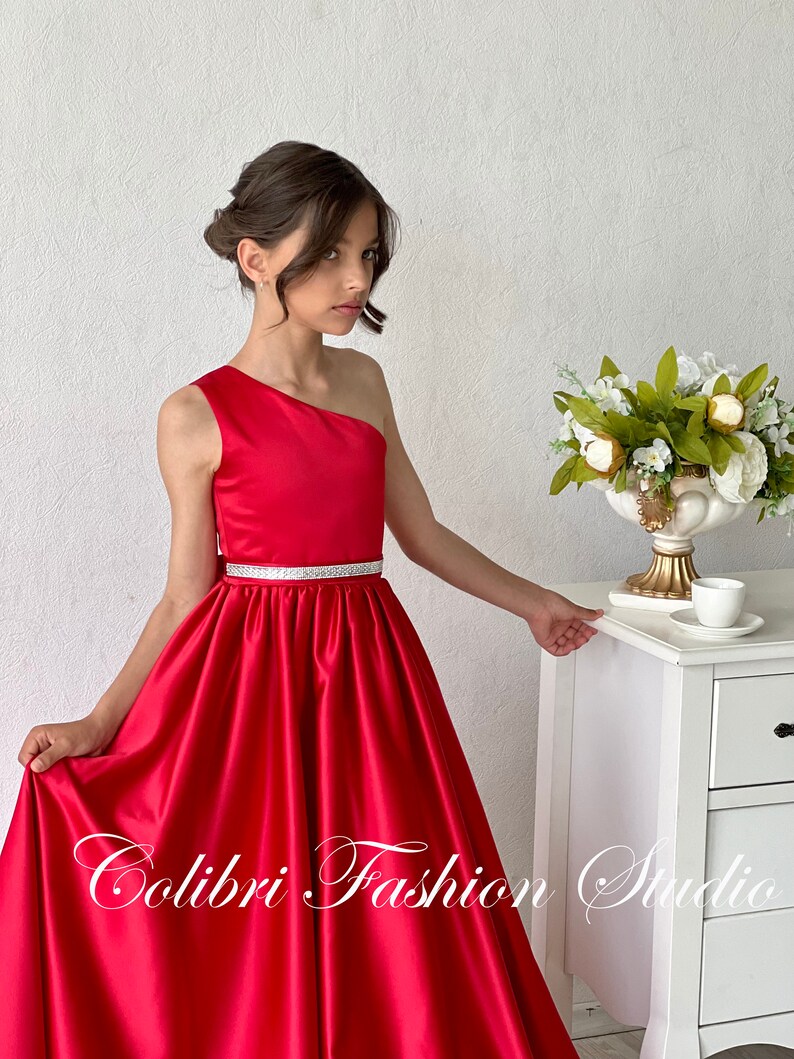 Red Girl Dress Junior Dress Flower Girl Dress Red Ivory Etsy