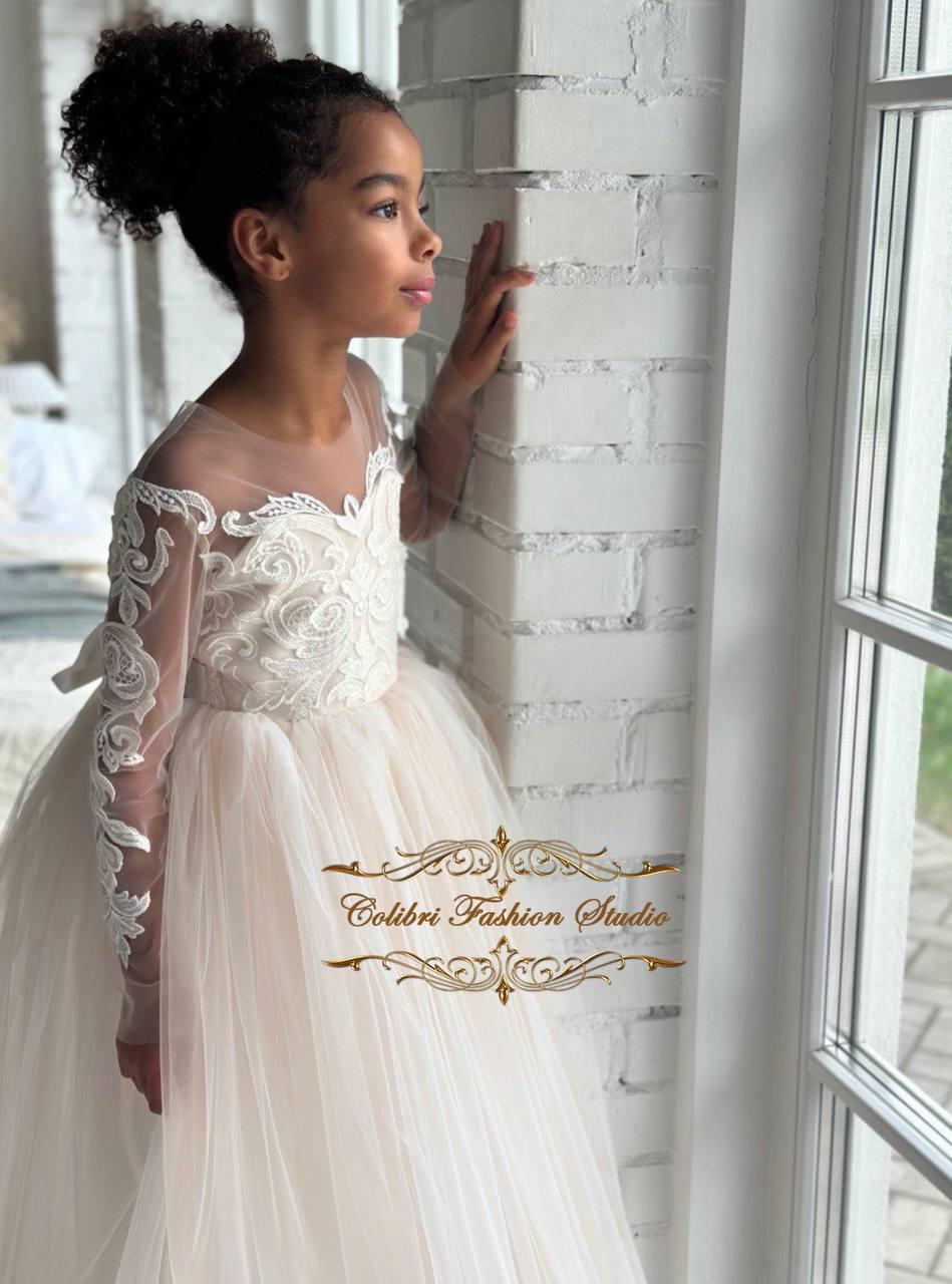 Lace Flower Girl Dress Ivory Tulle Toddler Girl Dress Party Girl Dress  Special Occasion Baby Dress Long Puffy Flower Dress Junior Bridesmaid - Etsy