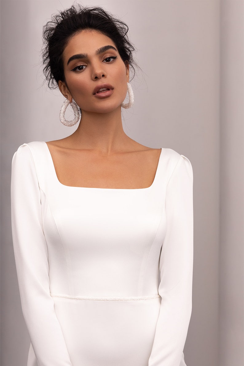 Simple Wedding Dress Satin Bridal Gown Mermaid Wedding Etsy