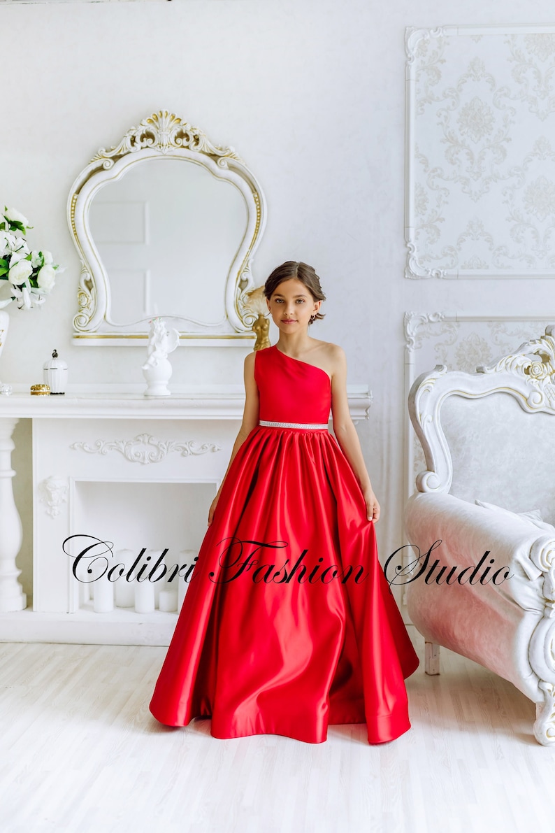 Red Girl Dress Junior Dress Flower Girl Dress Red Ivory Etsy