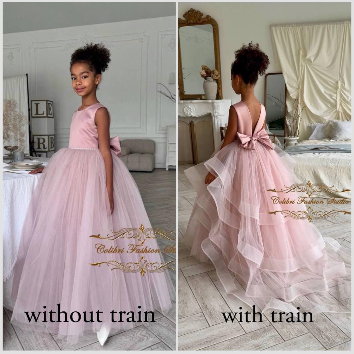 etsy junior bridesmaid dresses Junior bridesmaid dusty rose dress Toddler girl dress with train Children birthday dress pearl Flower girl dress long Sleeveless baby dress