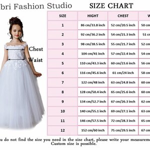 Size chart with the measurements corresponding to the sizes. The dresses are made exactly to these measurements in my size chart. For sewing I need these measurements:
full height (from the top of the head to the floor), chest, waist.