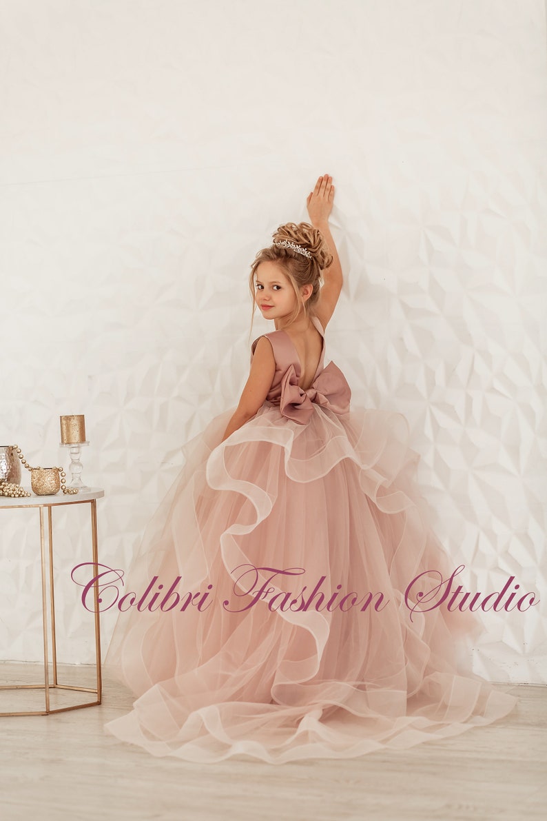 Flower Girl Dress Dusty Rose Flower Girl Dress Tutu Tulle Etsy