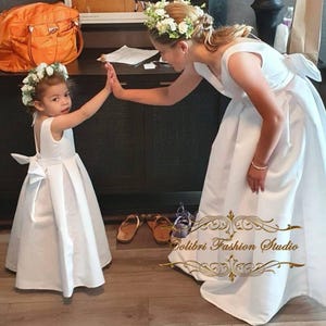 Flower girl dress ivory, Wedding flower girl dress, Communion dress, Dusty rose flower girl dress, First birthday dress, Tutu dresses