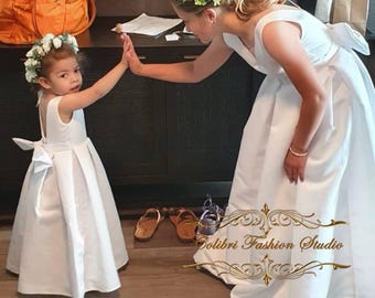 Flower girl dress ivory, Wedding flower girl dress, Communion dress, Dusty rose flower girl dress, First birthday dress, Tutu dresses