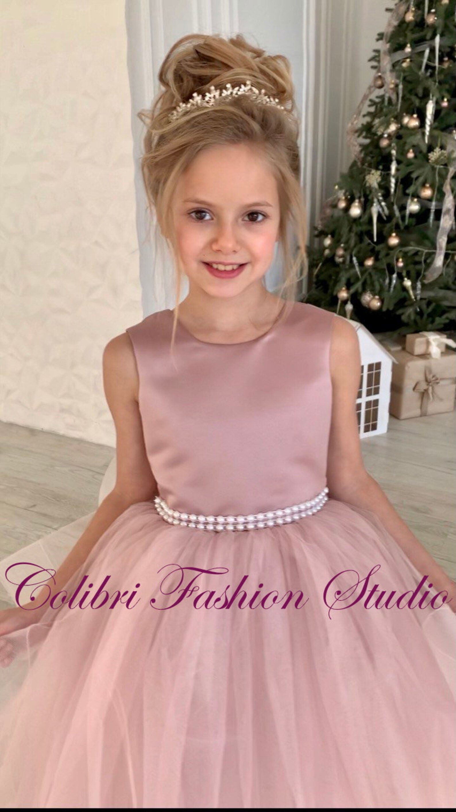 Tutu Flower Girl Dress Dusty Rose Girl Dress Blush Flower Etsy