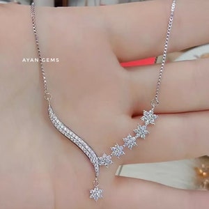 Diamond Necklace Vintage Necklace  Silver Jewellery , Women&#39;s necklace  Necklace For Girls Specialy gemstone Necklace, 925 Sterling Silver
