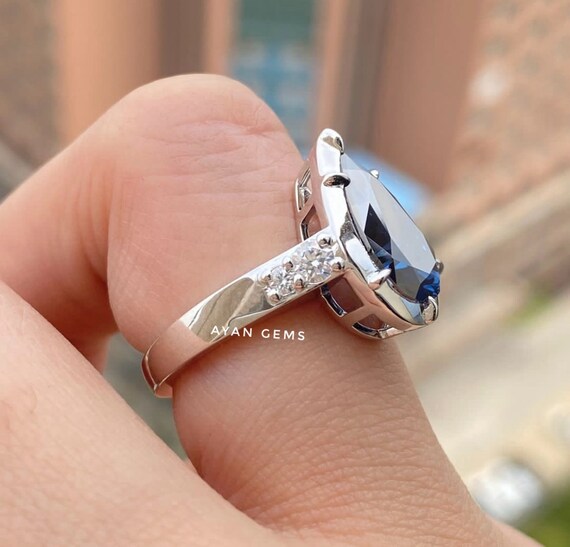 Kylie Sapphire Ring, Gemstones Ring, Vintage Rings, 925 Sterling Silver,  Engagement Ring, Silver Rings, Ring for Girls, Women's Ring, Gems