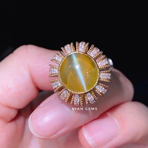 Cats eye Ring, Gemstones Ring, Vintage Rings, 925 Sterling Silver, Engagement Ring, Silver Rings, Ring for Girls, Womens Ring, Gemstone