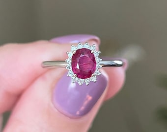 Robijnrode ring, 925 sterlingzilver, verlovingsring dames vintagestijl