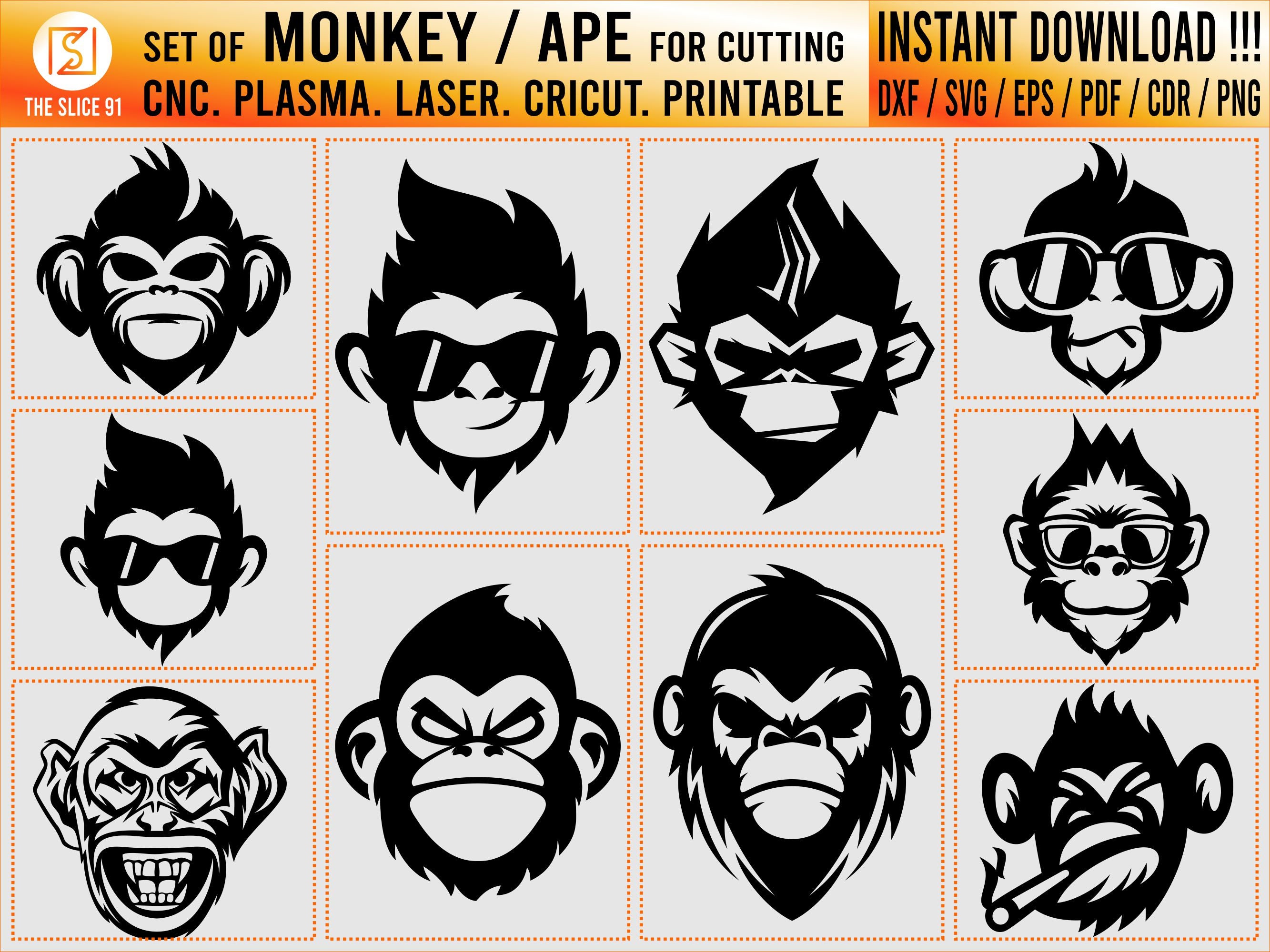 Monkey Face. Cut Files for Cricut eps Svg Pdf Png Dxf 