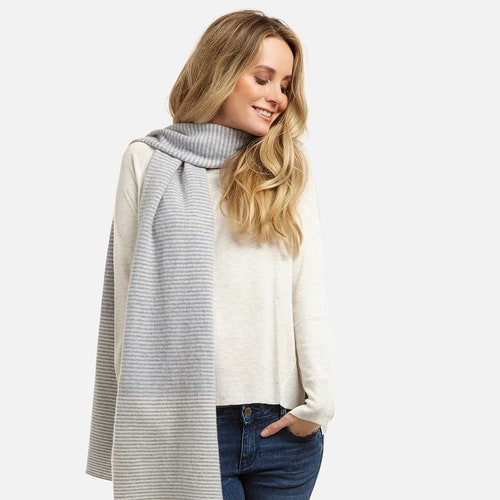 Ladies Merino Lambswool Super shops Soft Narrow Stripe Scarf Dove Grey
