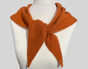 Burnt Orange Lambswool Triangle Necktie Neckerchief Scarf Large UK made Free UK Delivery