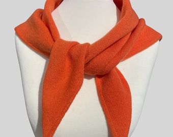 Bright Tangerine Orange Lambswool Triangle Necktie Neckerchief Scarf Large UK made Free UK Delivery