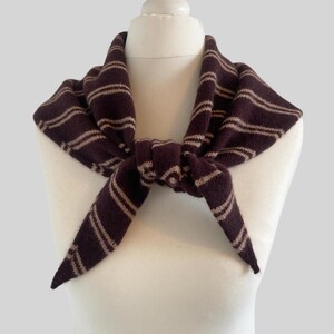 Chocolate and Camel Stripe Lambswool Triangle Scarf Large UK made Free UK Delivery
