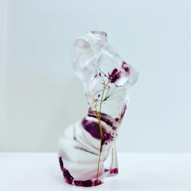 Gorgeous Handmade Female Resin medium size Goddess made with real flowers body figure 10cm long| unique gift
