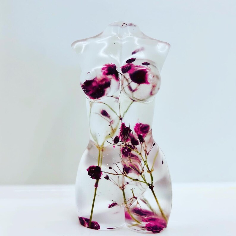 Gorgeous Handmade Female Resin medium size Goddess made with real flowers body figure 10cm long| unique gift