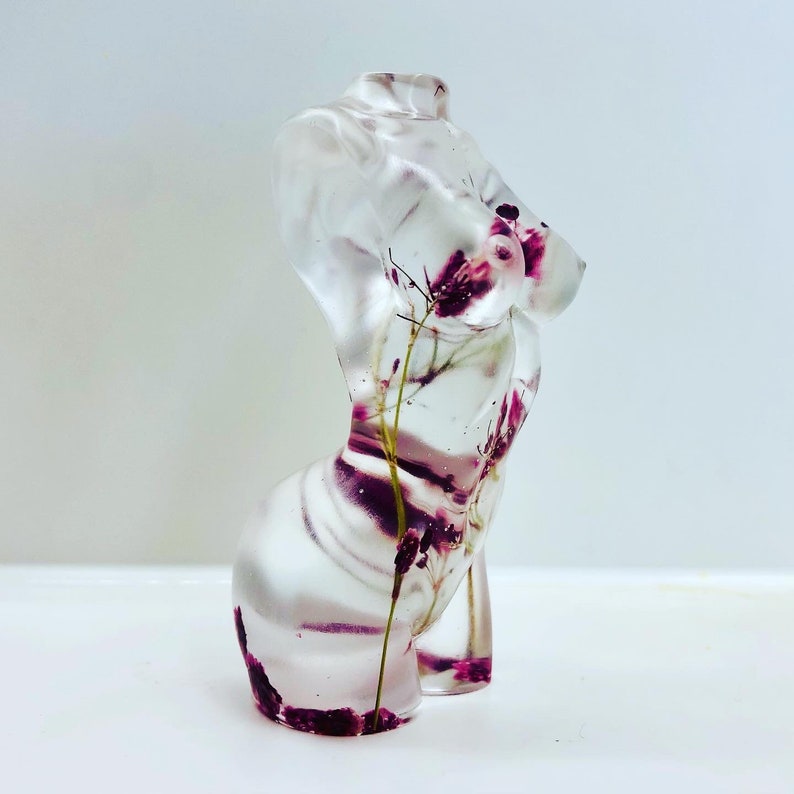 Gorgeous Handmade Female Resin medium size Goddess made with real flowers body figure 10cm long| unique gift