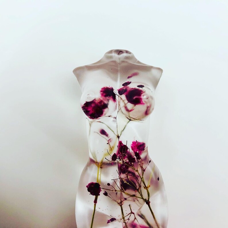 Gorgeous Handmade Female Resin medium size Goddess made with real flowers body figure 10cm long| unique gift