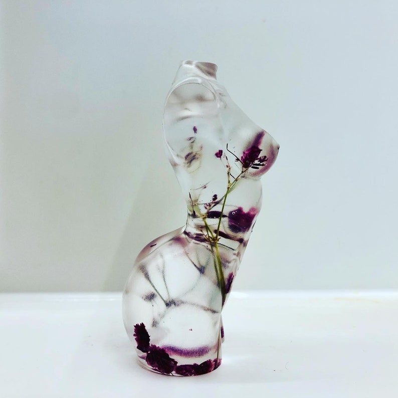 Gorgeous Handmade Female Resin medium size Goddess made with real flowers body figure 10cm long| unique gift