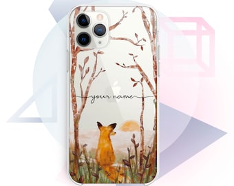iPhone 11 Pro Case Clear Fox iPhone 11 Pro Max Case Tree iPhone 11 Case Animal iPhone 11 Max Clear Case Phone Gift Case Pixel 4 Case GA0064
