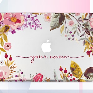 Bloemen Macbook Pro 13 2019 aangepaste naam Macbook Air 13 hoesje Laptophoes Macbook 15 Pro 2018 Monogram Macbook 12 harde hoes bloemen hoesje GA0001