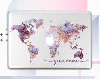 Personalized Macbook Pro 16 M2 Case Macbook Pro 14 M3 Case Travel Macbook 2023 Hard Cover World Map Macbook Air 13 2020 A2337 Case GA0004