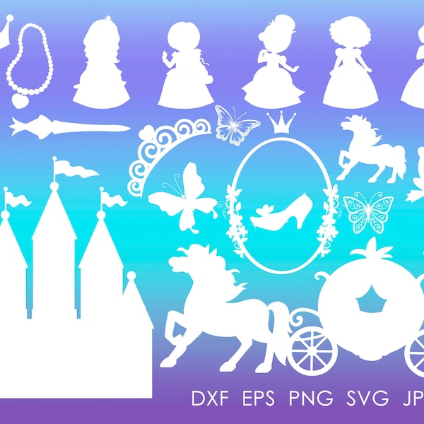 Little Princess SVG Bundle Pumpkin Carriage Svg Cutting File Princess Svg Castle Svg Cut File For Cricut Princess Vector Eps Png Svg Jpg Dxf