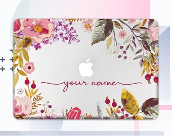 Floral Custom Name Macbook Pro 16 Inch Hard Case 2017 Macbook Air 13 Inch Case 13 Inch Macbook Pro Hard Case 2019 Macbook Pro 15 Inch GA0001