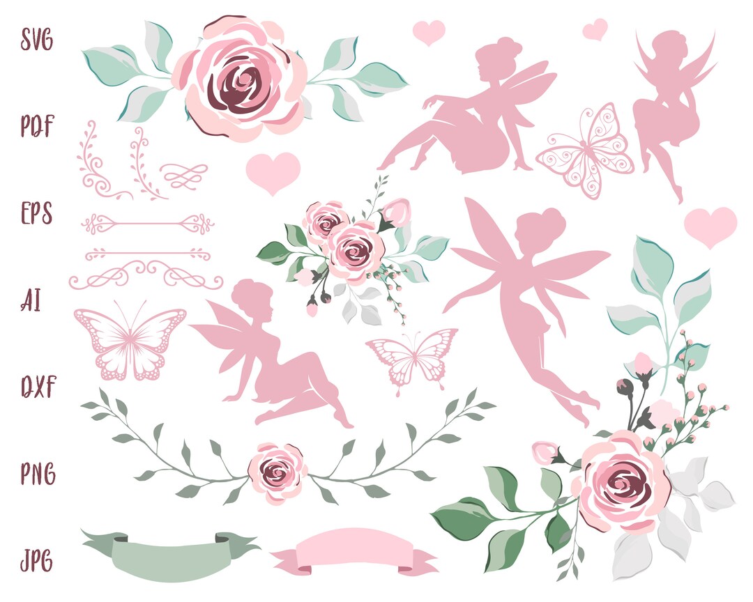 Flowers SVG Clipart Bundle Fairy Svg Cut File Cute Flower - Etsy