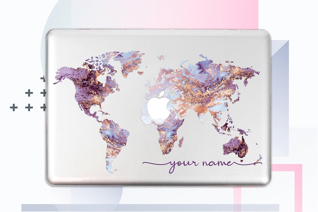 World Map MacBook Case: Personalized Marble Design - Etsy