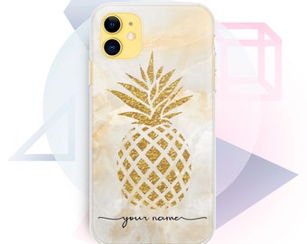 White Marble iPhone 13 Pro Max Case Pineapple iPhone 13 Pro Cover Gold iPhone 12 Samsung S21 Plus Case Pixel 6 Pro Cover Note 20 Case GA0073