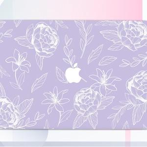 Paarse MacBook Pro 16 2019 harde hoes bloemen MacBook Air 13 2018 hoes MacBook 12 hoesje MacBook Air 11 hoes schattig MacBook Pro 15 2019 GA0151